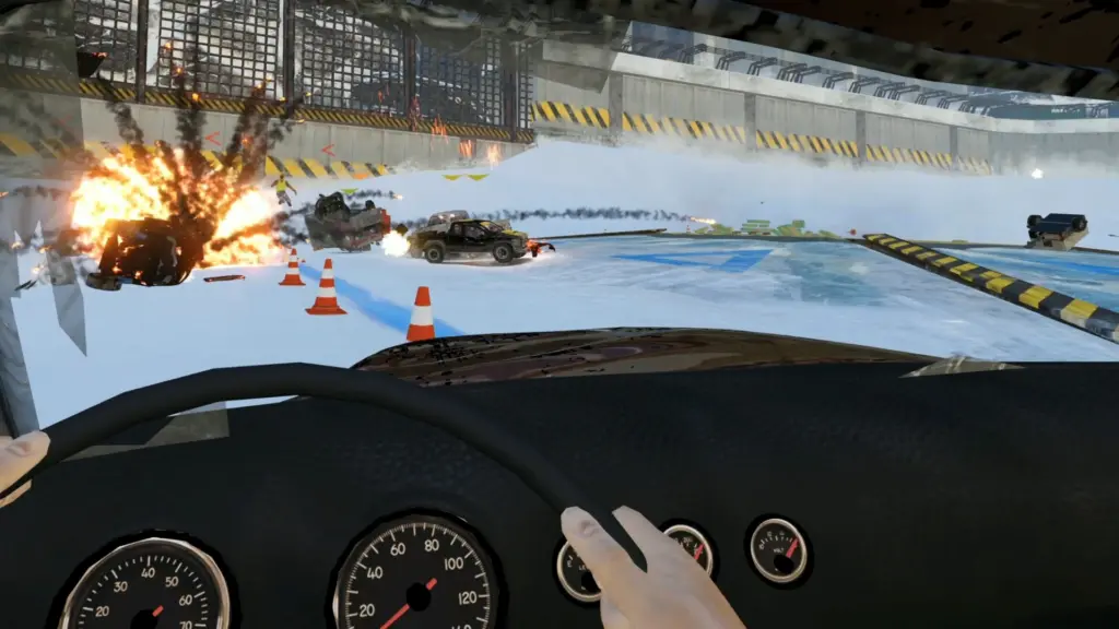 Автомобили на арене в FlatOut 4: Total Insanity VR
