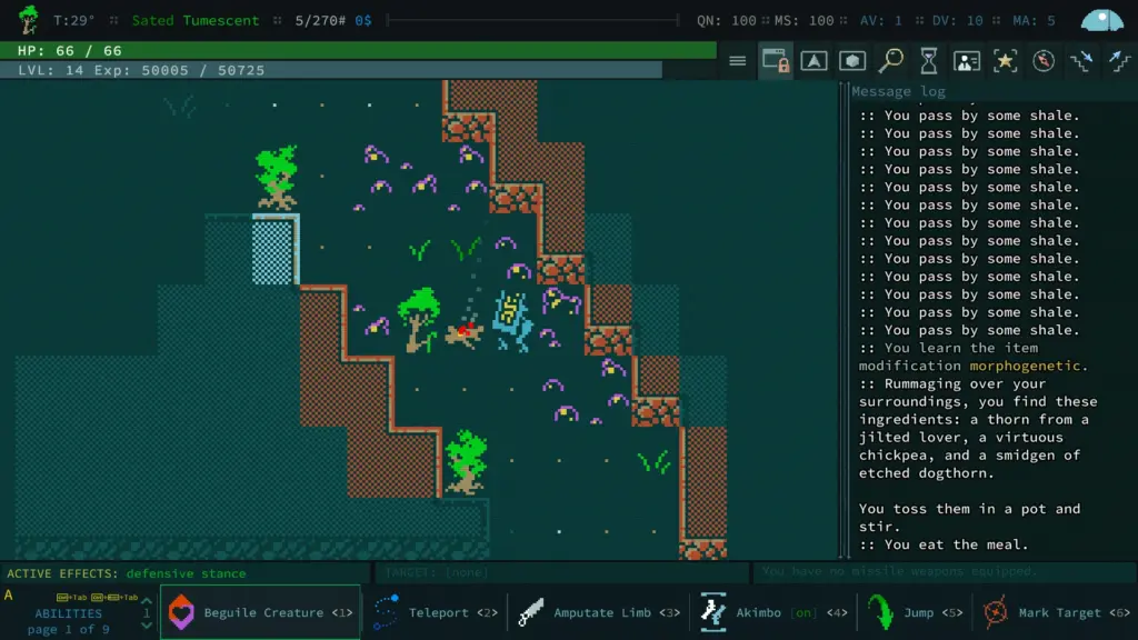 Растения и существа на игровом поле Diaspora — Caves of Qud