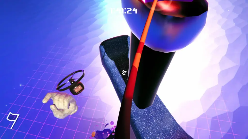 Упругий шест на фоне разноцветных платформ в Refund This Game