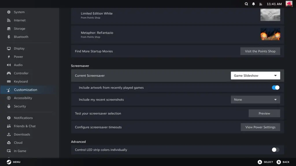 Настройки заставки Steam Big Picture: игровые иллюстрации и скриншоты