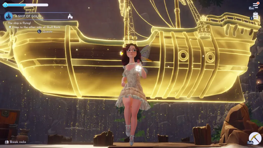 Schiff bedeckt mit Feenstaub in Disney Dreamlight Valley