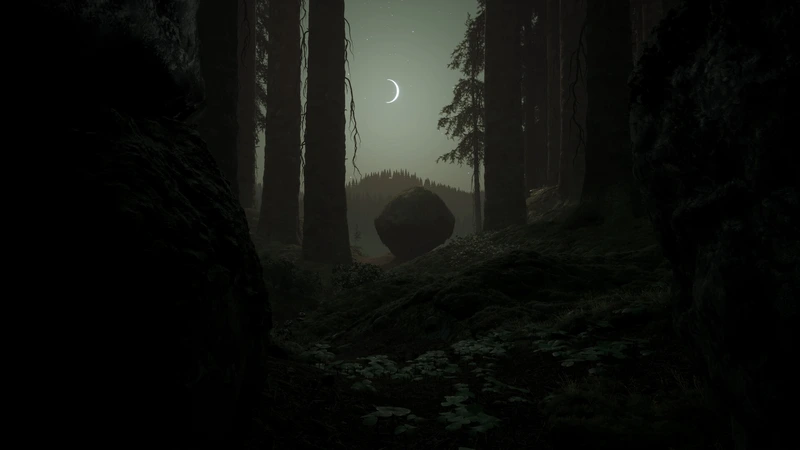 Trollheim: Gnomes: Большой валун в ночном лесу в Trollheim: Gnomes