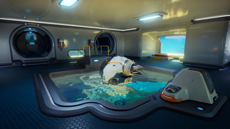 Subnautica 2: Интерьер базы с бассейном