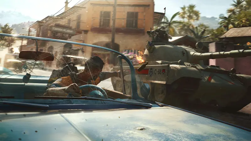Far Cry 6: Персонаж за рулём автомобиля