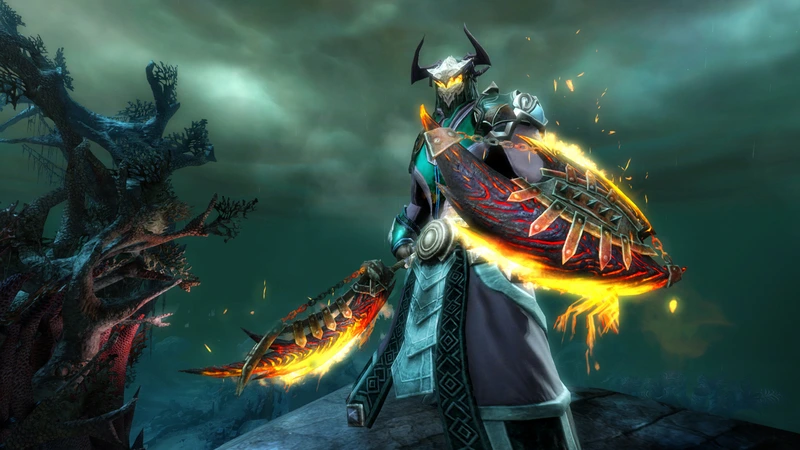 Guild Wars 2: Воин с огненным мечом и щитом