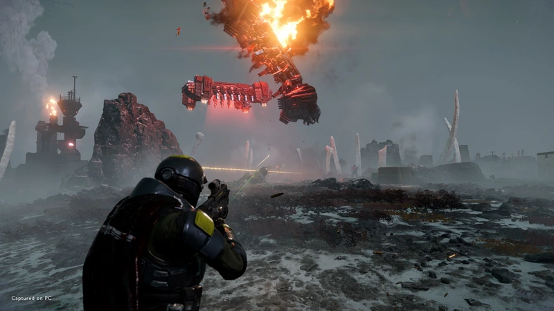 Helldivers 2: Бой с автоматонами и десантным кораблём