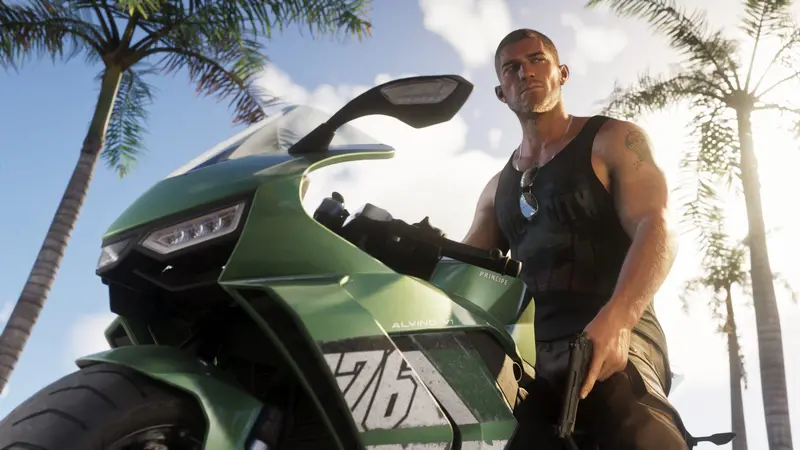 GTA 6: Джейсон у мотоцикла