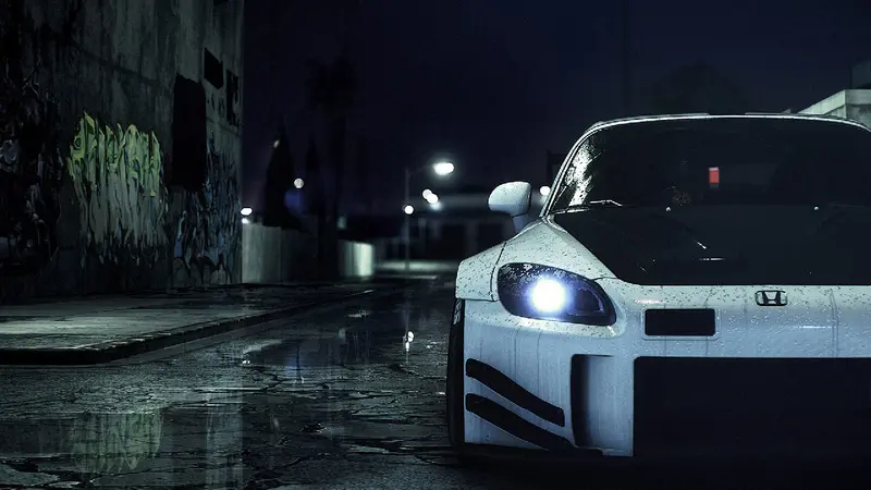 Need for Speed (2015): Белый автомобиль ночью