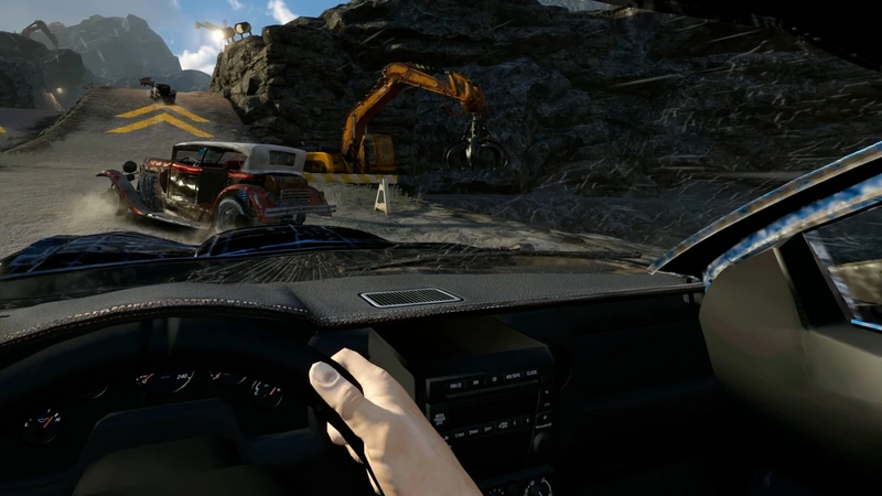 Вид из кабины автомобиля в FlatOut 4: Total Insanity VR