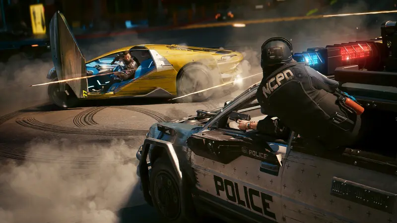 Cyberpunk 2077: Перестрелка с полицией
