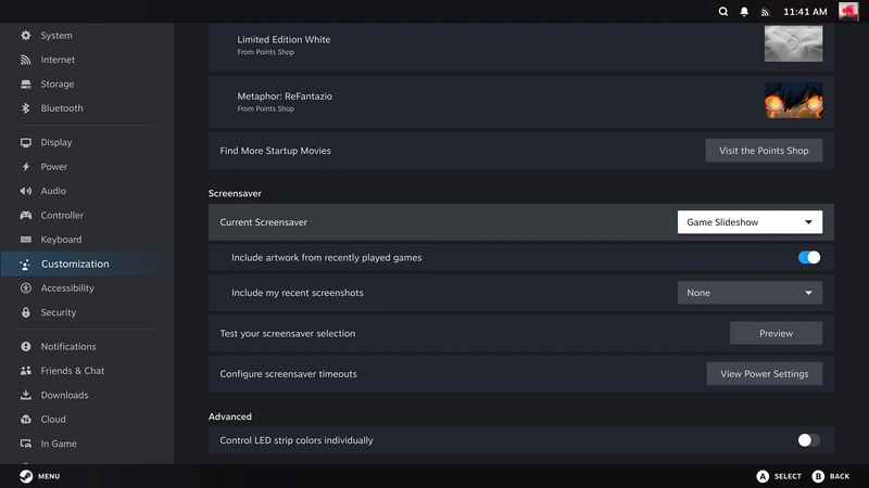 Настройки заставки Steam Big Picture: игровые иллюстрации и скриншоты