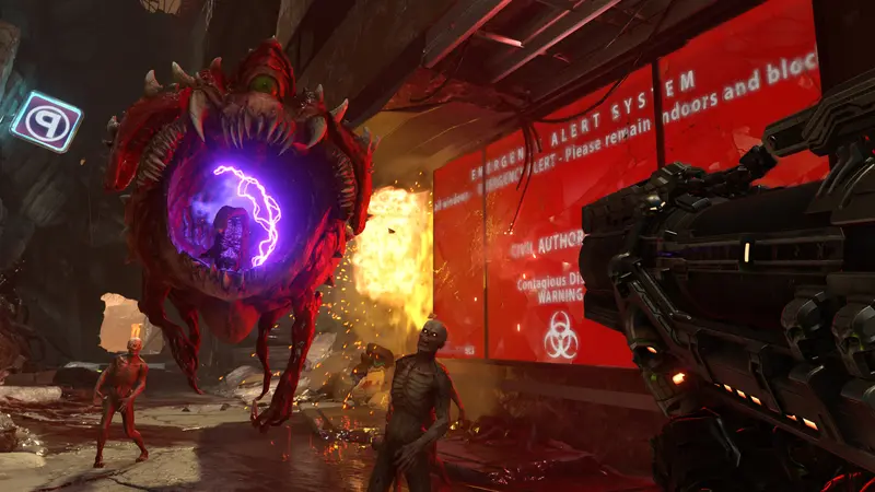 Doom Eternal: Выстрел в летающего демона