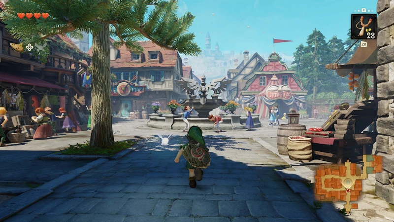 Линк на оживлённой городской площади в ремейке The Legend of Zelda: Ocarina of Time