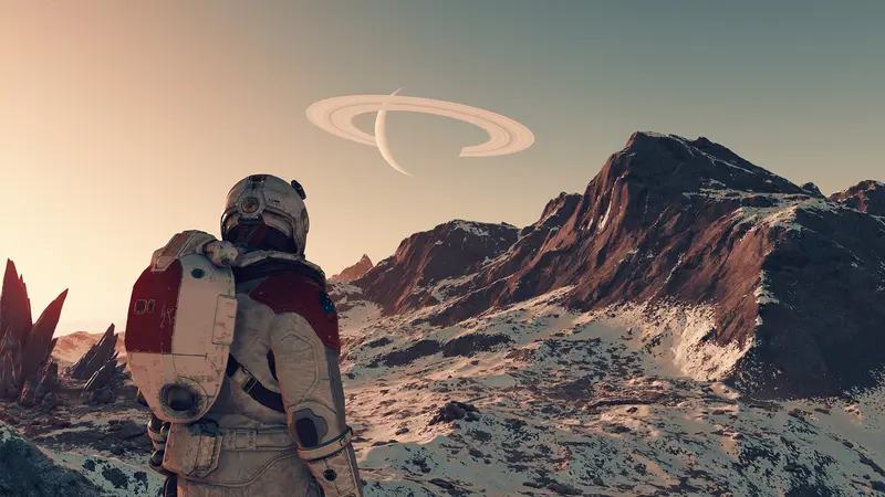 Starfield: Исследователь на поверхности планеты