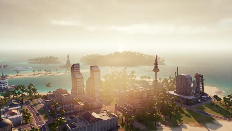 Tropico 6: Город на острове на закате