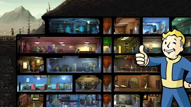 Fallout Shelter: Разрез многоэтажного убежища