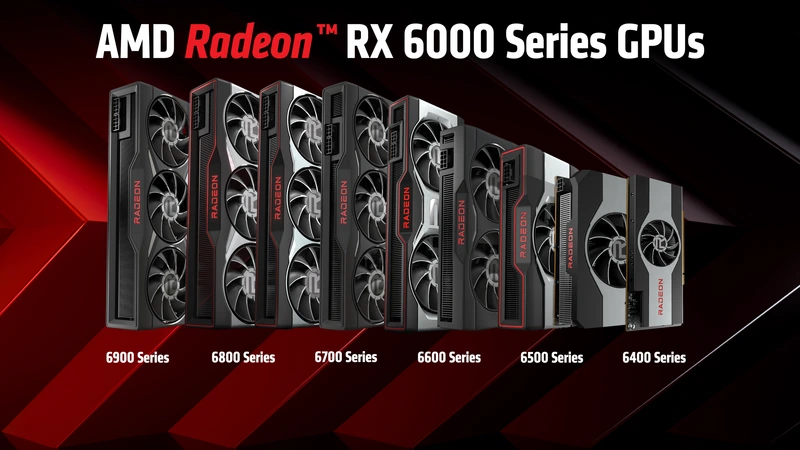 Официальный слайд AMD с видеокартами Radeon RX 6000 от серии 6900 до 6400