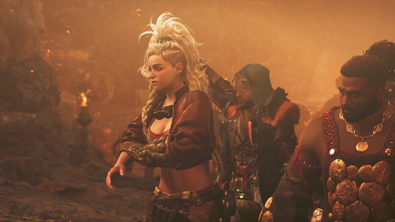 Monster Hunter Wilds: Герои у огня в сюжетной сцене Monster Hunter Wilds