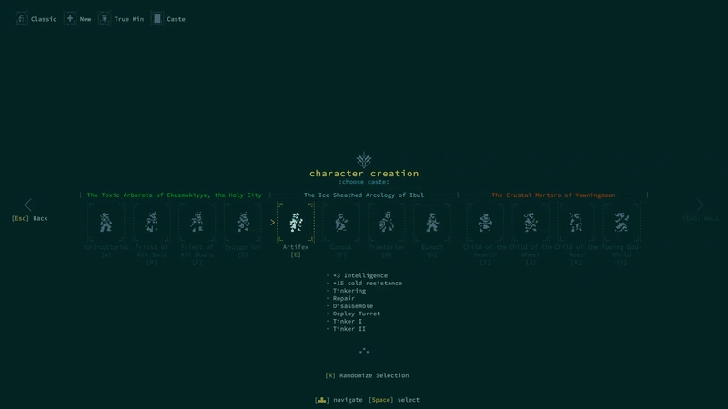 Caves of Qud: Выбор происхождения персонажа — Caves of Qud