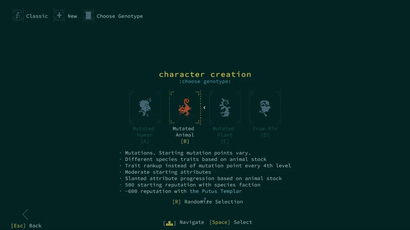 Выбор между человеком, животным и растением в Diaspora — Caves of Qud
