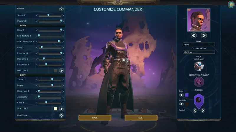 Age of Wonders: Planetfall: Настройка внешности командира