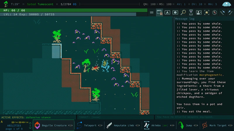 Растения и существа на игровом поле Diaspora — Caves of Qud