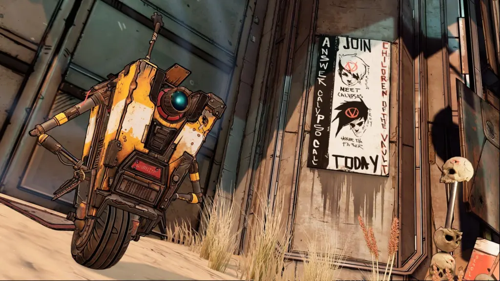 Borderlands 3: Одноколёсный робот у стены