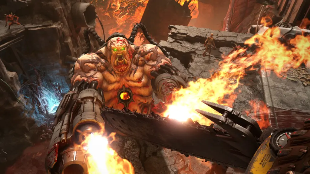 Doom Eternal: Стрельба по огромному демону