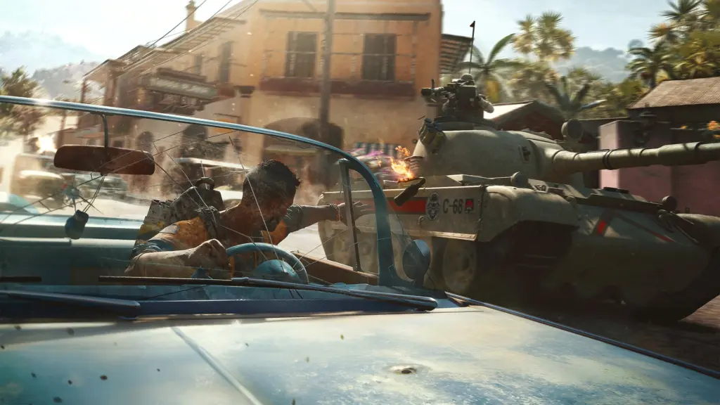 Far Cry 6: Персонаж за рулём автомобиля