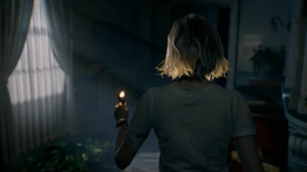 Resident Evil Requiem: Грейс Эшкрофт с зажигалкой в коридоре