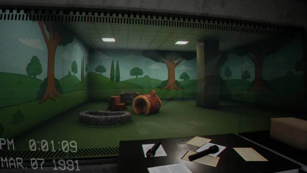 Escape the Backrooms: Игровая комната с горками и рисунками на стенах в Escape the Backrooms