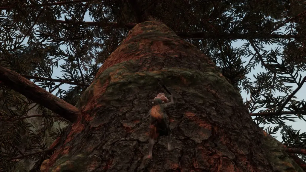 Trollheim: Gnomes: Гном карабкается по стволу в Trollheim: Gnomes