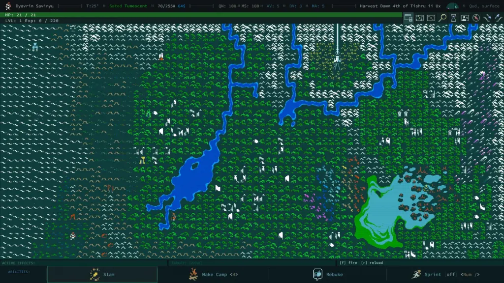 Caves of Qud: Карта мира с реками и лесами — Caves of Qud