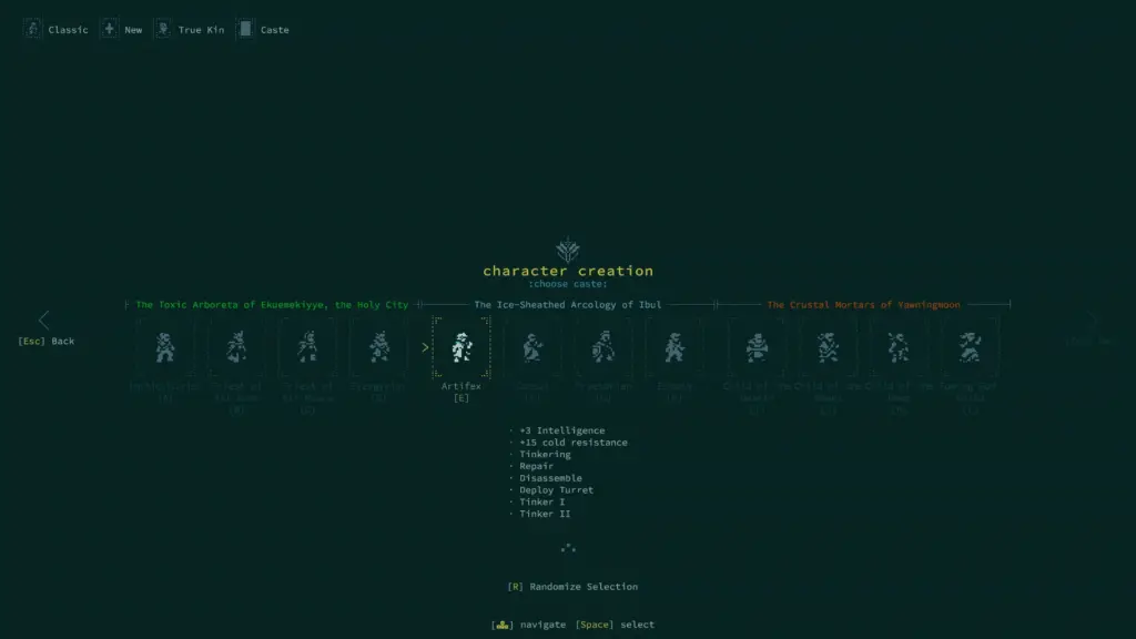 Caves of Qud: Выбор происхождения персонажа — Caves of Qud