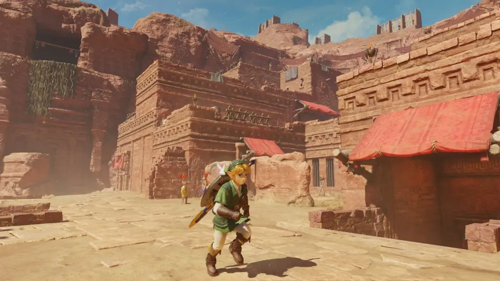 The Legend of Zelda: Ocarina of Time: Линк бежит по каменному городу
