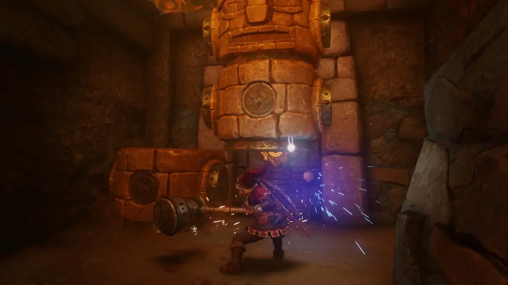 The Legend of Zelda: Ocarina of Time: Линк использует молот в каменном подземелье