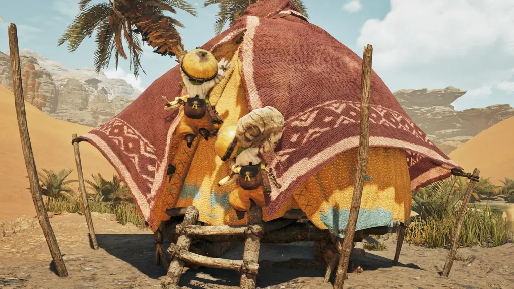 Monster Hunter Wilds: Палико у палатки в лагере