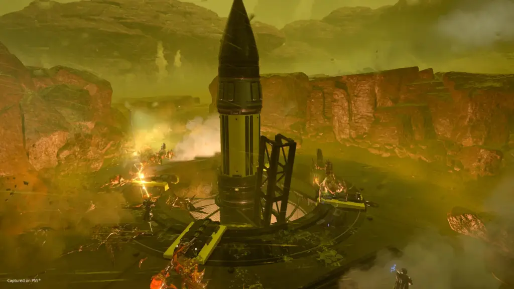 Helldivers 2: Боевые действия у ракетной установки