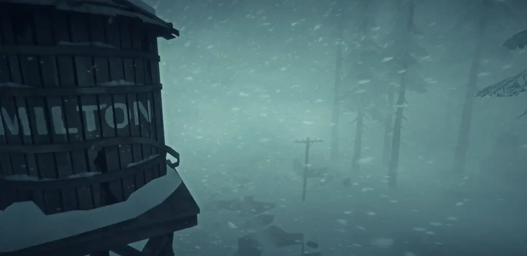 The Long Dark: Заснеженные здания в метели