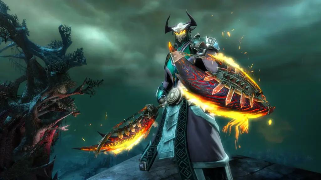 Guild Wars 2: Воин с огненным мечом и щитом
