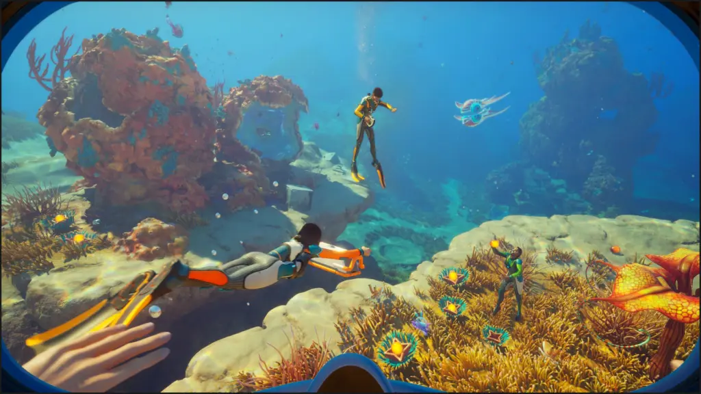 Subnautica 2: Исследование кораллового рифа с другим дайвером